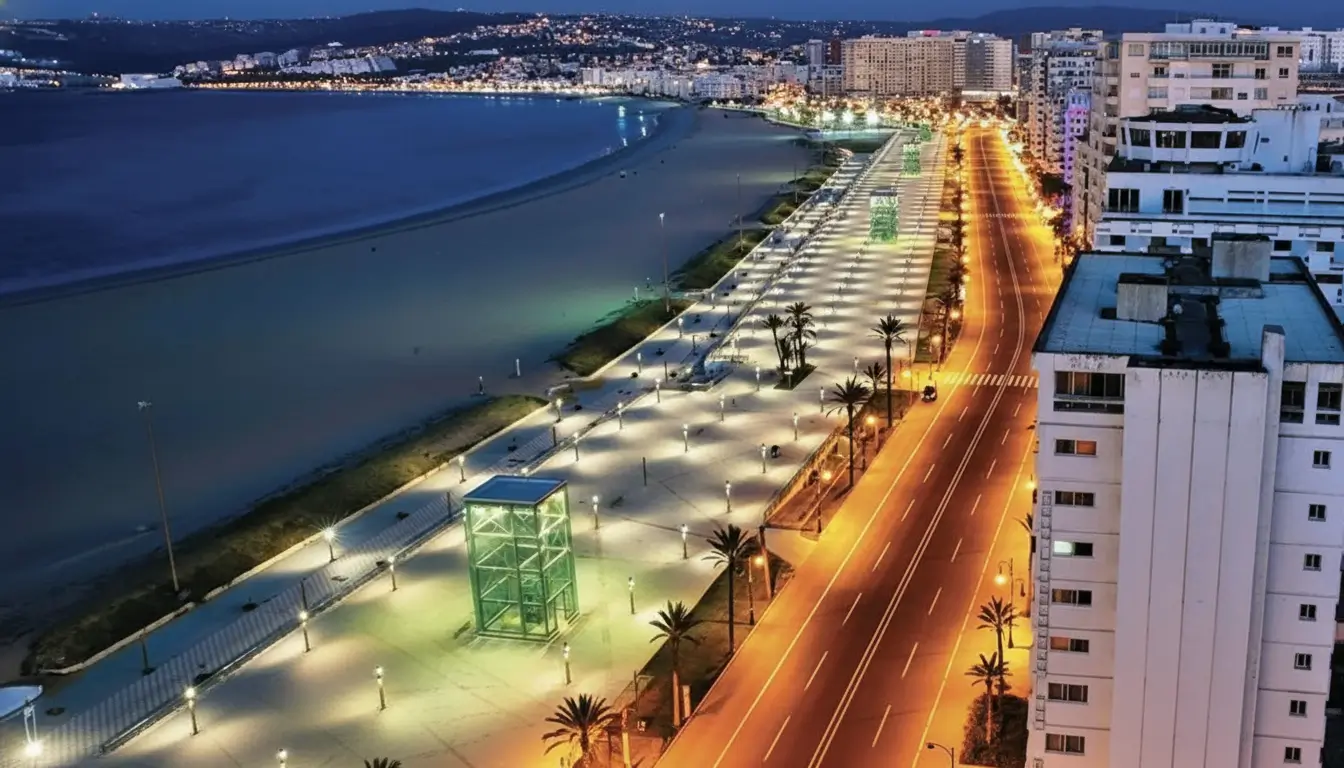 Vue aérienne de Tanger — ville aux toitures-terrasses plates nécessitant une étanchéité professionnelle