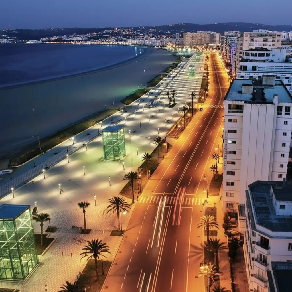 Vue aérienne de Tanger — ville aux toitures-terrasses plates nécessitant une étanchéité professionnelle